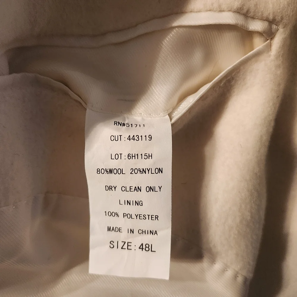 Men's Cream Dress Coat - Picture 4 of 6